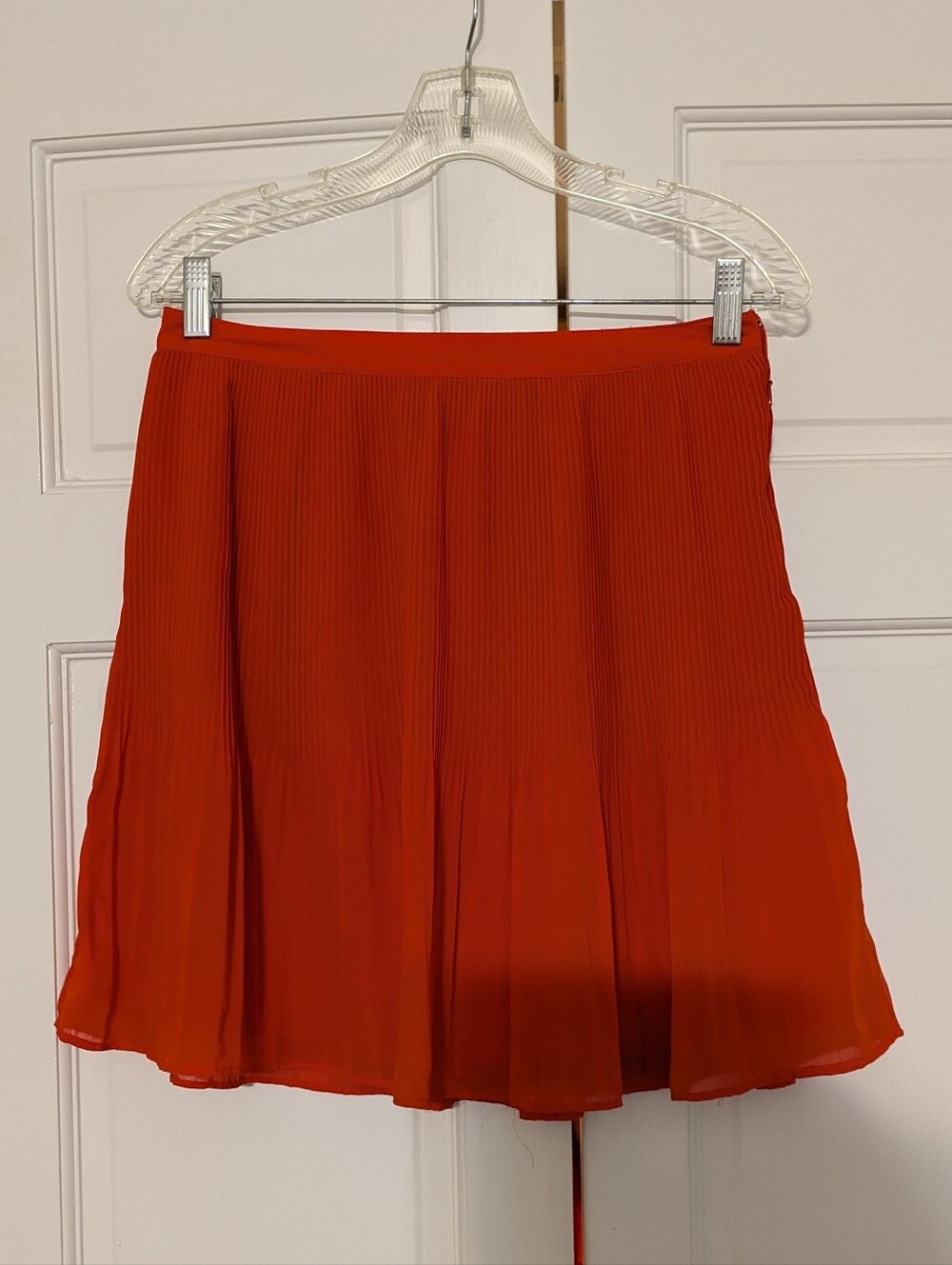 C. Wonder Bright Orange/Red Pleated Micro Mini Skirt (Size 0)